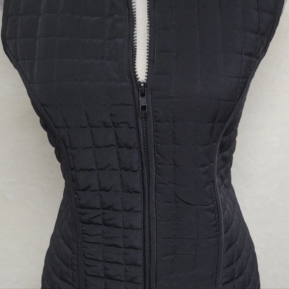 AGB Byer California Retro Y2K Black Faux Fur Collar Full-zip Quilted Vest.Add - Picture 5 of 12